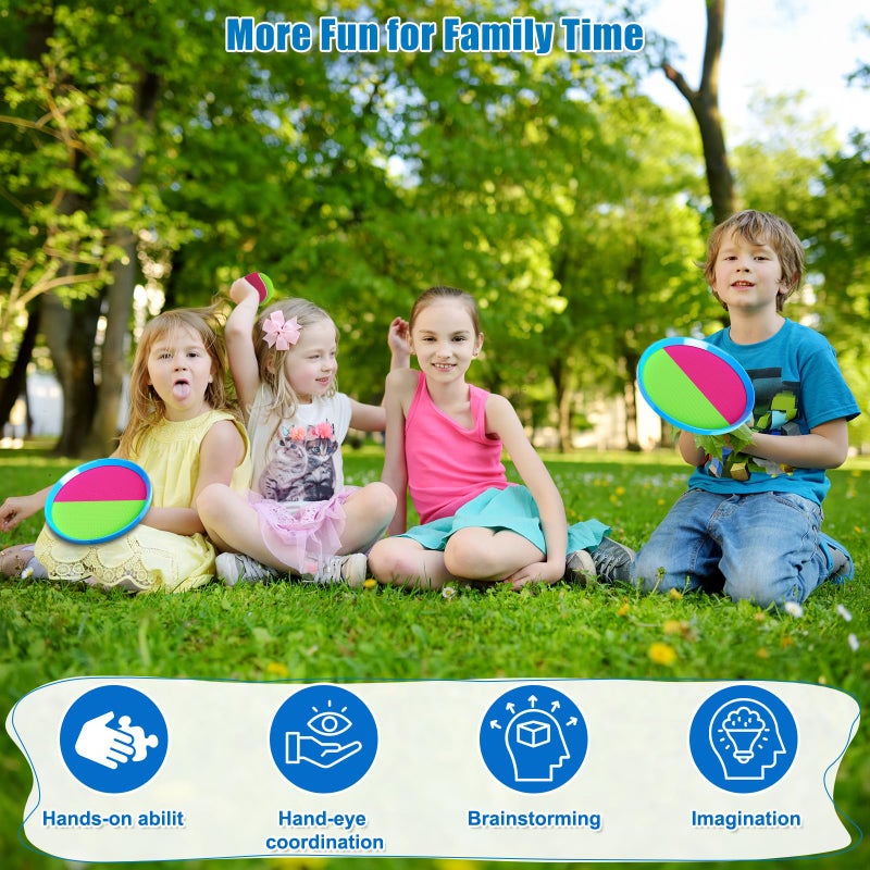 Aywewii Toss and Catch Ball Set, Boys Toys for 3 4 5 6 7 8 Year Old, Kids Sports Gifts, Outdoor Games for Backyard Camping Beach Pool Family Party, Valentines Day Gifts for Kids - 6 Paddles & 3 Balls - Image 2